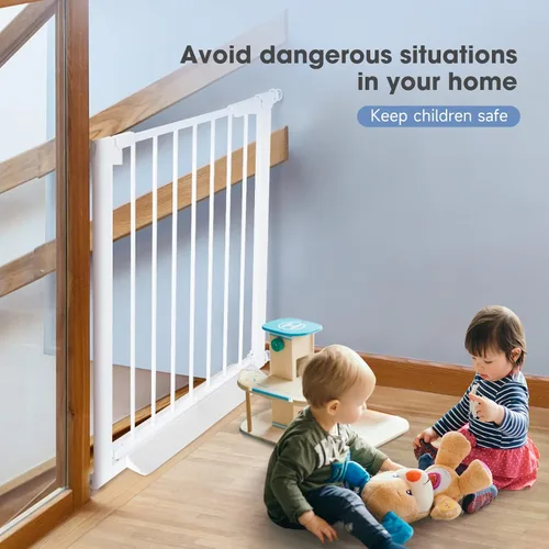 Vista 2 de (85-100 pulgadas de ancho) Puerta grande para bebés para escaleras, puertas, puerta de bebé extra ancha para interiores, metal, puertas de perro