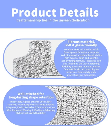 Vista 5 de Paquete de 12 almohadillas de limpieza de repuesto para robot de limpieza de ventanas YW336 Almohadillas de microfibra reutilizables Lavable