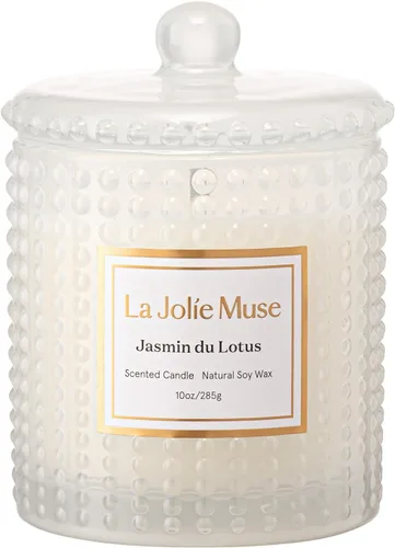 Vista 10 de LA JOLIE MUSE Starlit Vela de abeto dorado – Madera de cedro, pachulí, bálsamo de abeto Cera de soja natural de 10 onzas 55 horas de combustión