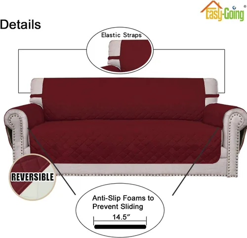 Vista 711 de Easy-Going - Funda reversible para sofá reclinable, resistente al agua, protector de muebles con correas elásticas, para mascotas y niños