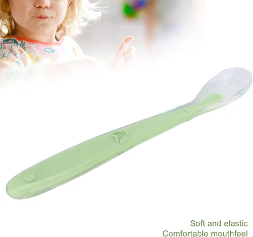 Vista 6 de Cuchara de alimentación para bebés, cuchara para bebé, silicona de alta elasticidad, diseño de envoltura completa, silicona de grado alimenticio
