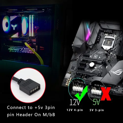 Vista 5 de GELRHONR Divisor RGB de 12 V, cable de 4 pines a 3, conector de tira LED para luz de cinta LED 5050, extensión de la placa base del ventilador