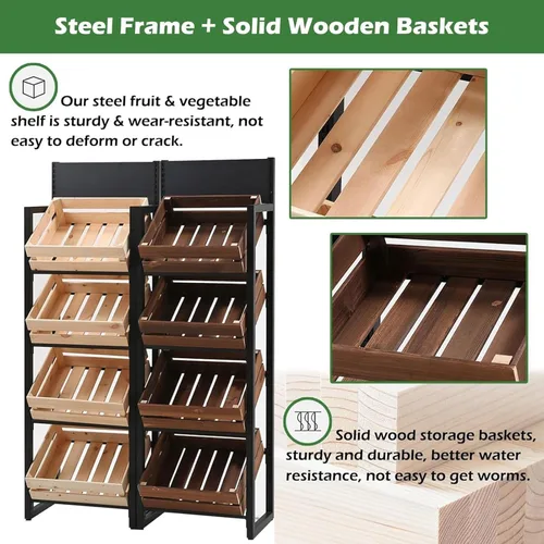 Vista 4 de Shelves Commercial Supermarket Fruits & Vegetables Shelf, Large Snack Candy Display Rack Onion Potato Stands, 4-Tier Concession Display Stand for
