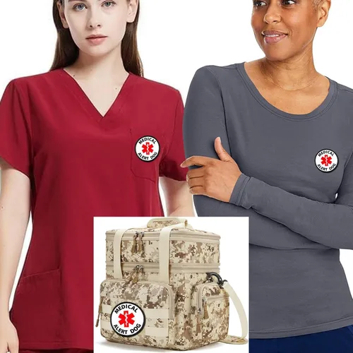Vista 3 de Parche para perro de alerta médica de 3 pulgadas, EMS Medical Services Dog Tactical Hook Loop Parche Bordado Parche Emblema Insignia para chaleco
