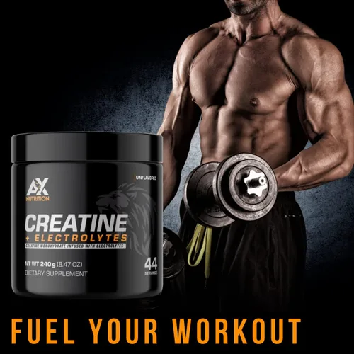 Vista 3 de Creatina + electrolitos, 8.47 oz Monohidrato de creatina 100% puro infundido con electrolitos Apoya el crecimiento muscular mientras se mantiene