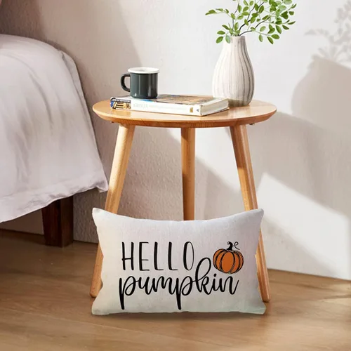 Vista 2 de Hello Pumpkin - Fundas de almohada para decoración de otoño y otoño, funda de almohada de calabaza, funda decorativa rectangular lumbar, fundas