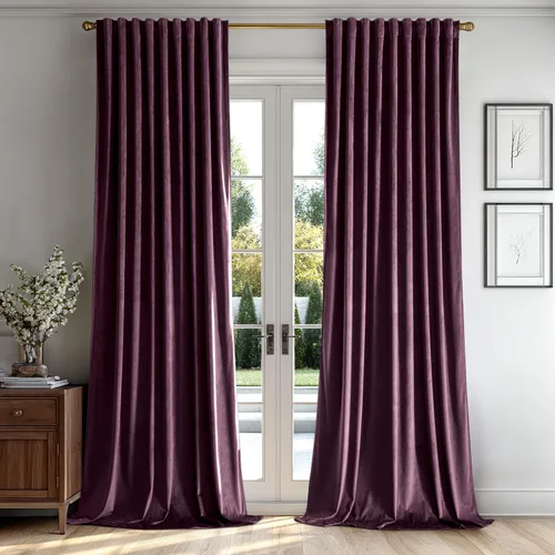 Vista 26 de MIULEE Cortinas de terciopelo de 63 pulgadas de largo, 2 paneles de cortinas opacas de lujo para dormitorio, sala de estar, cortinas de ventana