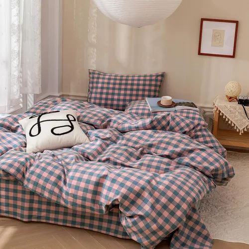 Vista 21 de mixinni Juego de funda de edredón vintage a rayas, tamaño twin, juego de ropa de cama de 3 piezas, 100% algodón lavado, suave y transpirable, funda