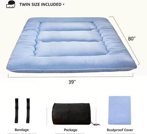 Vista 428 de Colchón futón japonés de piso gris constelación, de piso tatami, portátil, para acampar, para niños, sofá cama plegable enrollable con protector