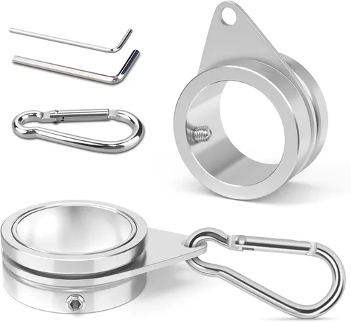 Vista 13 de Paquete de 2 anillos de poste de bandera de aleación de aluminio, anillos de montaje de bandera giratorios de 360 grados, kit de poste de bandera