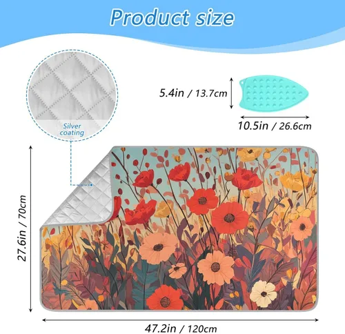 Vista 2 de Alfombrilla de planchar portátil para planchar, manta de planchar para mesa, resistente al calor, doble cara, para viajes, grande, 47.2 x 27.6