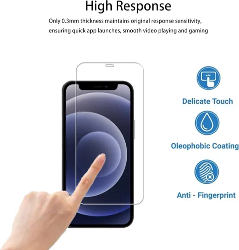 Vista 6 de Protector de pantalla para iPhone 12 mini vidrio templado, paquete de 2 protectores de lente de cámara, paquete de 2 con herramienta de alineación