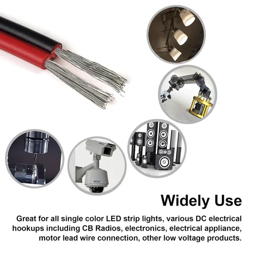 Vista 6 de Cable eléctrico de calibre 18 AWG, conexión CC de 12 V, cable trenzado de cobre rojo y negro de 100 pies, cable de extensión flexible con carrete