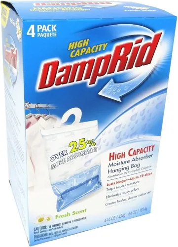 DampRid Absorbedor de humedad colgante aroma fresco - 4 paquetes (16 oz/454g)