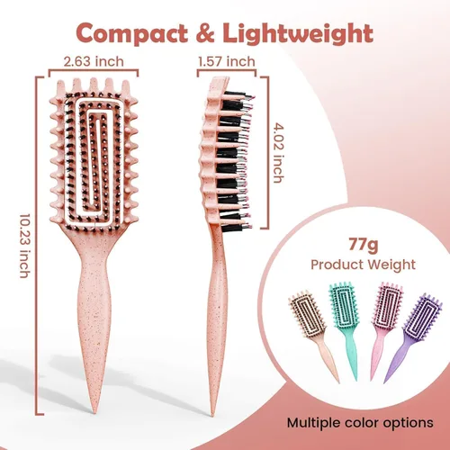 Vista 7 de Cepillo para definir rizos, cepillo para cabello rizado con engranaje lateral para peinar, dar forma y estilizar el cabello rizado, cepillo