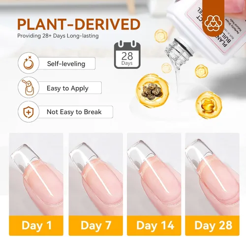 Vista 5 de SAVILAND Clear Builder - Gel de uñas de 0.5 fl oz (0.5 onzas líquidas), gel de extensión de uñas en una botella, gel duro fortalecedor de uñas rico