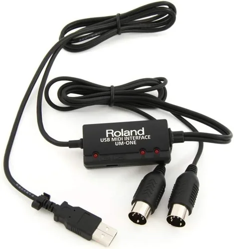 Vista 3 de Roland Interfaz MIDI UM-ONE-MK2 y acoplador MIDI Hosa GMD-108