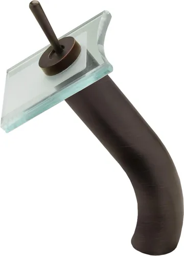 Vista 2 de Novatto GF-011ORB-C - Grifo cuadrado de cascada de una sola palanca, bronce aceitado/vidrio transparente