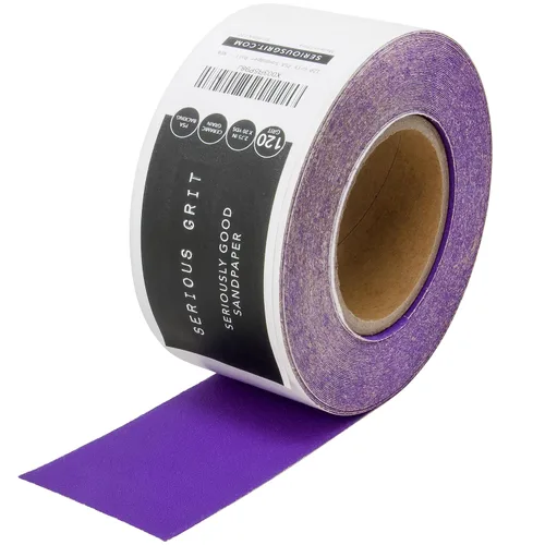 Vista 13 de Serious Grit Rollo de papel de lija PSA de grano de cerámica de grano 40, rollo de lijado adhesivo resistente para tablero largo, papel de lija