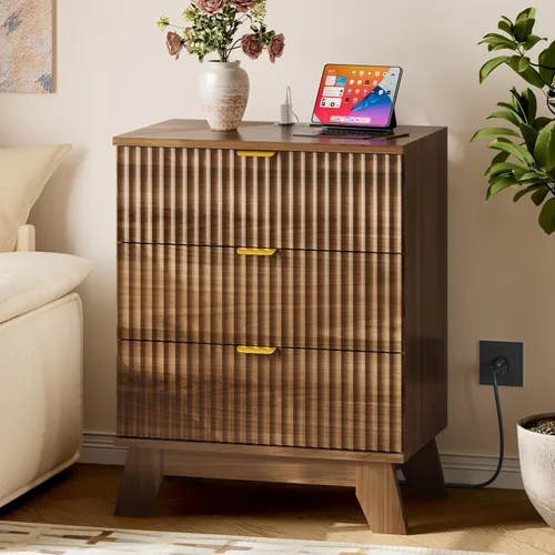 Vista 21 de BORNOON Cómoda acanalada de 7 cajones, cómoda bohemia moderna de 47.2 pulgadas de ancho, soporte de madera para dormitorio, sala de estar, armario