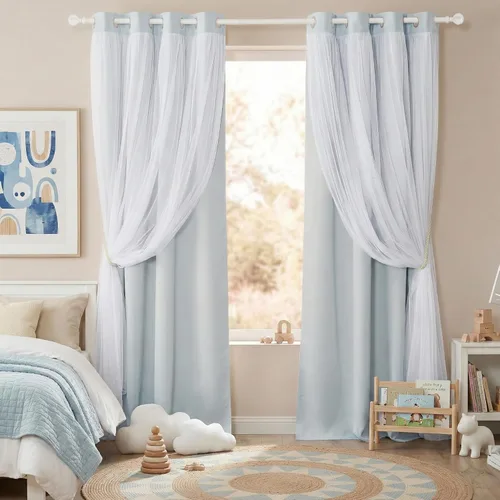 Vista 23 de PONY DANCE Cortinas para Sala de 84 Pulgadas de Largo - Cortinas con Capa Traslúcida, 52 Pulgadas de Ancho, Paneles para Tratamiento de Ventanas