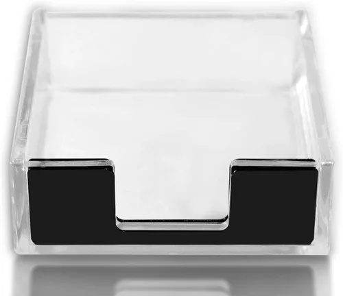 Soporte de notas adhesivas de acrílico, organizador de escritorio, decoración para notas adhesivas de 3x3 (negro)