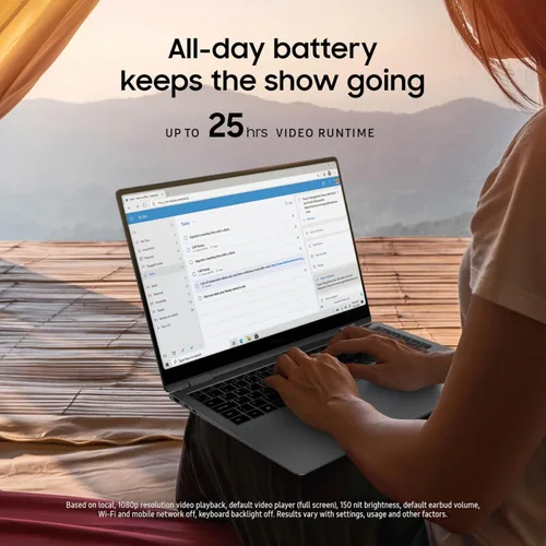 Vista 5 de Samsung PC Galaxy Book5 Pro 360 Copilot+ de 16 pulgadas, portátil empresarial AI, Windows 11 Pro, procesador Intel Core Ultra 7 258V, pantalla