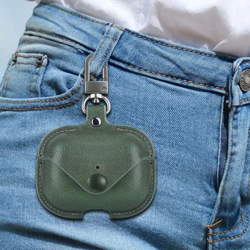 Vista 7 de Funda de cuero genuino compatible con AirPods Pro de 2ª/1ª generación (2023/2022/2019), funda protectora VOMA para Apple AirPods Pro 2/Pro, funda