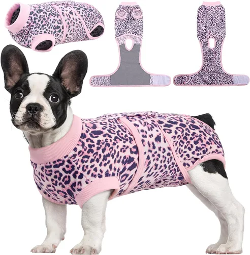 Vista 17 de Kuoser Traje de cirugía para perro, cómodo traje de recuperación para perras, mameluco protector posoperatorio, alternativa suave al cuello E