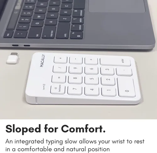Vista 4 de Macally Teclado numérico inalámbrico USB C Teclado numérico para Mac MacBook iMac Inalámbrico de 10 teclas para computadora portátil