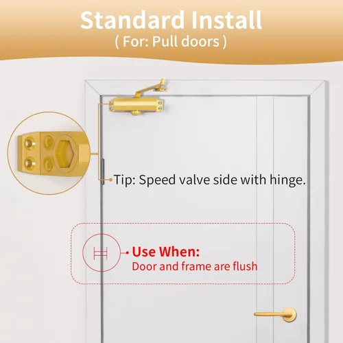 Vista 8 de Dullgolden - Cierrapuertas hidráulico de tamaño mediano, automático sin golpe para uso doméstico y comercial