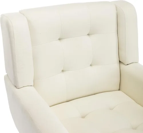 Vista 5 de Silla decorativa de terciopelo, sillón ergonómico moderno, para sala de estar, sofá individual con patas de madera negra, color beige