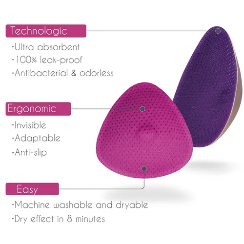 Vista 4 de Essential Day - 2 almohadillas de lactancia - Ultra absorbentes - Almohadillas para el pecho reutilizables y lavables - Fugas pesadas - Permanece