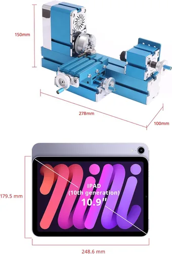Vista 3 de Mini máquina universal de torno de metal motorizada herramienta de bricolaje para trabajar la madera de sobremesa para hobby ciencia, educación
