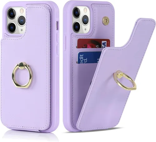 Vista 88 de Lipvina Funda para iPhone 12 Mini con Soporte para Tarjetas, Soporte para Tarjetas de Crédito, Soporte de Anillo con Base, Flip a Prueba de Golpes
