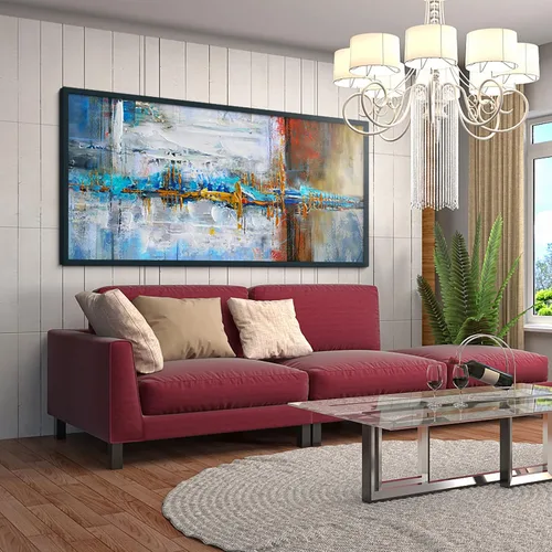 Vista 5 de yiijeah Lienzo abstracto grande para pared, decoración para sala de estar, dormitorio, imagen abstracta, blanco y gris, decoración moderna