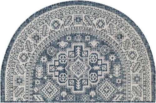 Vista 311 de Unique Loom Outdoor Aztec Collection Alfombra de área, Chalca (7 pies 10 pulgadas, cuadrada, azul/marfil)