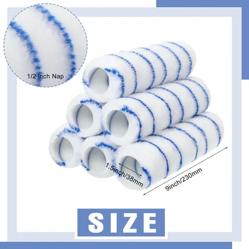 Vista 2 de Jerify 36 piezas de 1/2 x 9 pulgadas, cubiertas de rodillos de microfibra para siestas de pinceles de pintura para pared y casa, kit de suministros