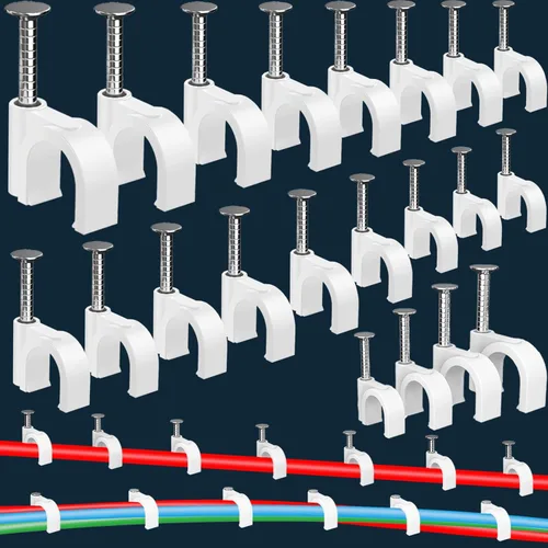 400 clips de cable de 4/6/8/0.394 in con clips de cable Ethernet de acero, clips de cable de cable, tachuelas de cable, clavos de cable, clips de
