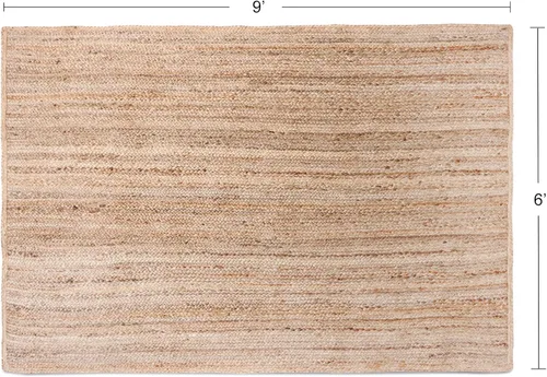 Vista 2 de REDEARTH Alfombra rectangular tejida a mano trenzada 100% yute natural Alfombras bohemias de yute hechas a mano para dormitorio, cocina, sala
