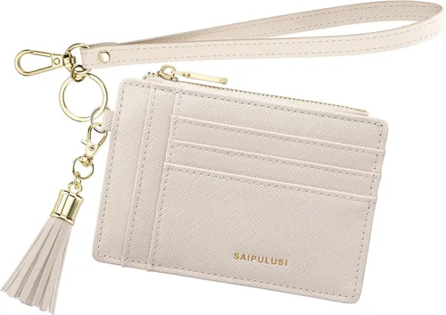 New Fashion Kingdom Cartera pequeña para mujer, tarjetero RFID, cartera con llavero, cartera delgada para mujer, cartera compacta de cuero con