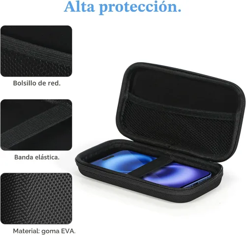 Vista 4 de GLCON Funda de protección portátil de goma EVA para batería externa, teléfono celular, GPS, disco duro, cable de carga USB, bolsa de transporte