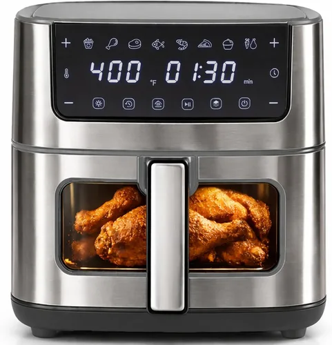 Vista 20 de Simple Deluxe 12 en 1 Freidora de aire 6.34 Qt, Freidora digital con ajustes preestablecidos y ventana visible, cesta antiadherente y apta