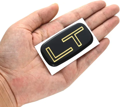Vista 2 de 2 piezas de emblema de placa de identificación LT de repuesto para Chevrolet Silverado Suburban Tahoe Chevy GM 99-07 (oro/negro)