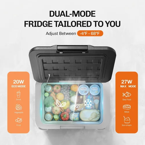 Vista 2 de EKOJUCE - Refrigerador eléctrico de 12 voltios, 30L (32 cuartos de galón), compresor de refrigerador 12/24V CC y 100-240V CA, refrigerador de 12V