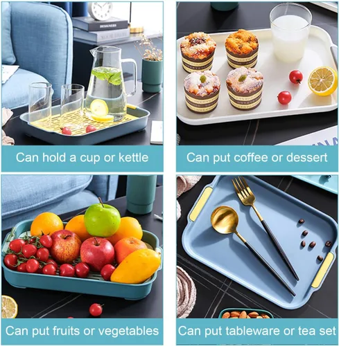 Vista 9 de Holibanna Bandeja de drenaje de doble capa con asas de 10.62 x 7.28 x 1.57 pulgadas, escurridor de platos de plástico para encimera de cocina