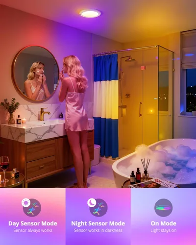 Vista 4 de wowatt Luz de ducha recargable con control remoto, luces RGB que cambian de color y luz blanca para la ducha, luces de ducha para dentro de la ducha