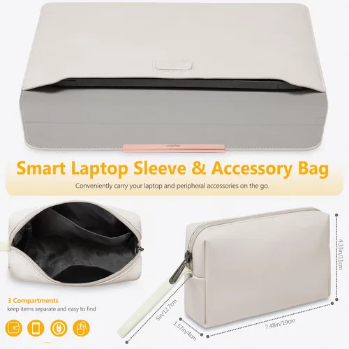Vista 2 de HYZUO Funda para laptop de 13 pulgadas con función de soporte para MacBook Air 13 M4 M3 M2 M1 2025-2018, MacBook Pro 13 M2 M1, iPad Pro/Air de 13