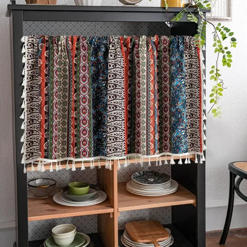 Vista 5 de VOGOL Cortinas con textura de lino con estampado floral bohemio, 59 x 63, 1 panel