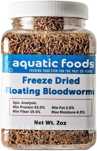 Aquatic Foods Inc. Gusanos de sangre, gusanos de sangre liofilizados de grado A para todos los peces tropicales, cíclidos, discos, tetras, peces
